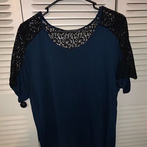 Dark turquoise and black lace top